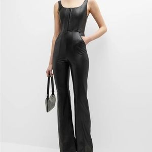 CHELS VEGAN LEATHER CORSET SLEEVELESS JUMPSUIT